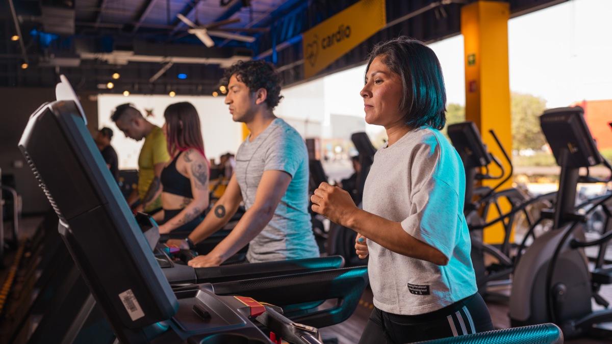 hombre y mujer realizando ejercicio en las caminadoras de un gimnasio smart fit
